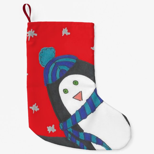 Cute Winter Penguin - liten julklapp Julstrumpa (Framsidan)