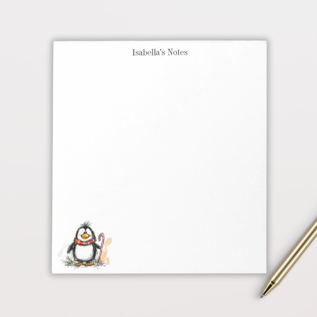 Cute Winter Penguin Sketch Illustration Anteckningsblock (Skapare uppladdad)