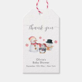 Cute Winter Penguin Snowman Baby Shower  Presentetikett