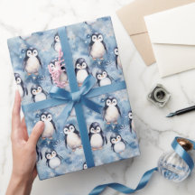 Cute Winter Penguin Wrapping Papper Design