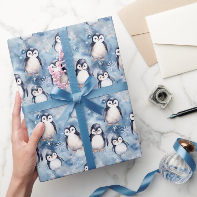 Cute Winter Penguin Wrapping Papper Design Presentpapper (Gifting)