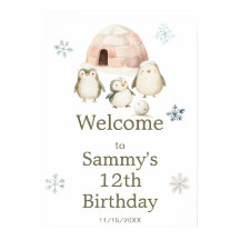 Cute Winter Penguins Födelsedagsfest