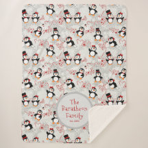 Cute Winter Penguins Personlig Family Namn