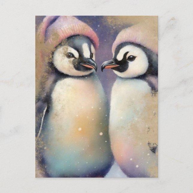 Cute Winter Penguins Vykort (Framsida)