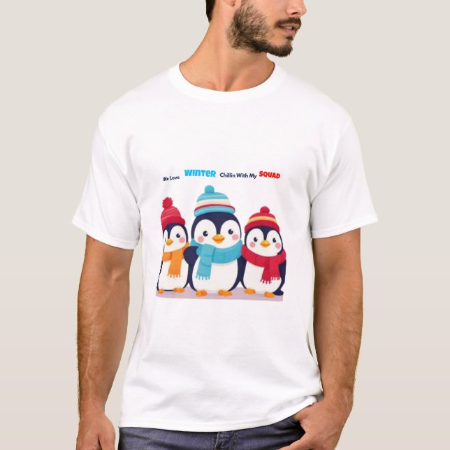 Cute Winter Penguins We Love Winter T Shirt (Framsida)
