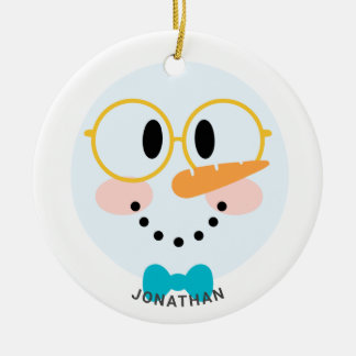 Cute Winter Personlig Snögubbe Ansikte jul Julgransprydnad Keramik