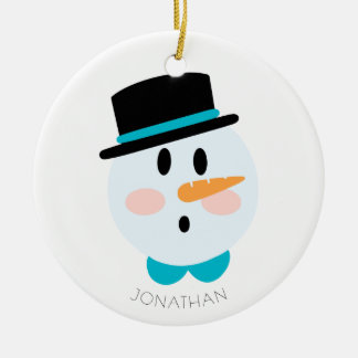 Cute Winter Personlig Snögubbe Ansikte jul Julgransprydnad Keramik