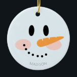 Cute Winter Personlig Snögubbe Ansikte jul Julgransprydnad Keramik<br><div class="desc">Cute Winter Personlig Snögubbe Ansikte,  julkeramiska prydnadsföremål. Underbar julklapp till familj och vänner.</div>