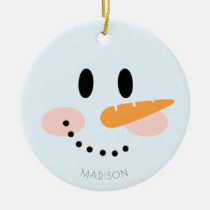 Cute Winter Personlig Snögubbe Ansikte jul Julgransprydnad Keramik