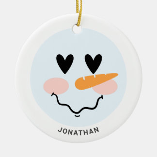 Cute Winter Personlig Snögubbe Ansikte jul Julgransprydnad Keramik