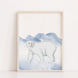 Cute Winter Polar Bear Arktis Nursery Wall Decor Poster