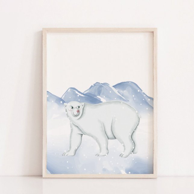 Cute Winter Polar Bear Arktis Nursery Wall Decor Poster (Cute Winter Polar Bear Arctic Nursery Wall Decor)
