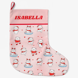 Cute Winter Polar Bear Christmas Stor Julstrumpa