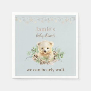 Cute Winter Polar Bear Unge Blue Boy Shower Pappersservett