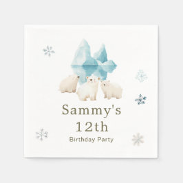 Cute Winter Polar Bears Födelsedagsfest Pappersservett
