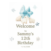 Cute Winter Polar Bears Födelsedagsfest