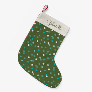 Cute Winter Polka dots Spots Grönt Personlig Liten Julstrumpa