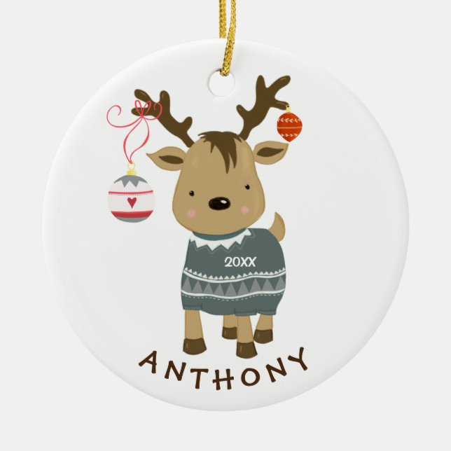 Cute Winter Reindeer jul Ornament (Framsidan)
