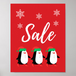 Cute Winter Sale Sign, Penguin-julförsäljning Poster