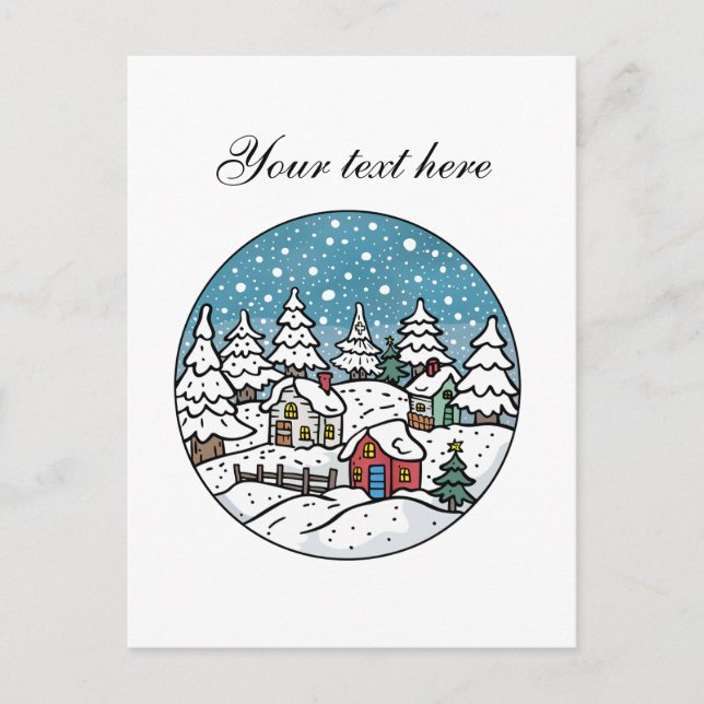 Cute Winter-scen, anpassade Vykort (Framsida)