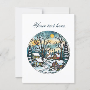 Cute Winter-scen, anpassade Vykort
