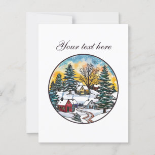 Cute Winter-scen, anpassade Vykort