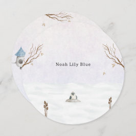 Cute Winter Scene With Little Bird In The Snow Inbjudningar