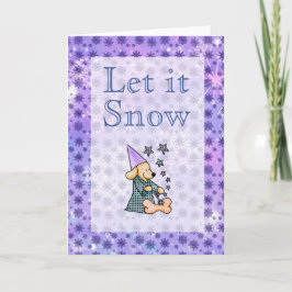 Cute Winter Snöflingor Blue Baby Hund Helgkort