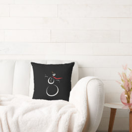 Cute Winter Snögubbe Black Kudde