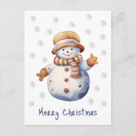 Cute Winter Snögubbe God jul Helg Vykort