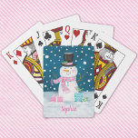 Cute Winter Snögubbe Helgdag Casinokort<br><div class="desc">Cute Navy Blue,  rosa and white snögubbe play Card. Anpassa detta med ditt namn eller annan text. Du kan också ändra teckensnittet,  justera teckensnittet storlekt och teckensnittet färg,  flytta texten,  lägga till ytterligare fält osv.Designad för dig av Blackberry Boulevard.</div>