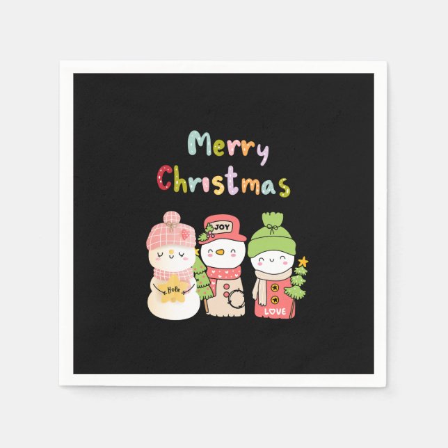 Cute Winter Snögubbe Hope Peace Kärlek Pappersservett (Framsidan)