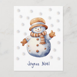 Cute Winter Snögubbe Joyeux Noël Postcard Vykort