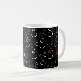 Cute Winter Snögubbe Mönster Black Kaffemugg