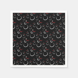 Cute Winter Snögubbe Mönster Black Pappersservett