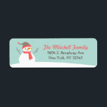 Cute Winter Snögubbe Returadress Etikett<br><div class="desc">Anpassningsbar designade helgdag med en söt illustration av snögubbe under vintern. Anpassa den till din familj namn och adress för perfektens returetiketter under julen. Klicka på Anpassa om du vill ändra typsnitt och färg och skapa din egen typ av design.</div>