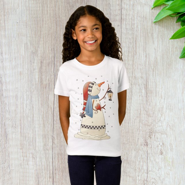 Cute Winter Snowwomen med Lantern T Shirt (Skapare uppladdad)