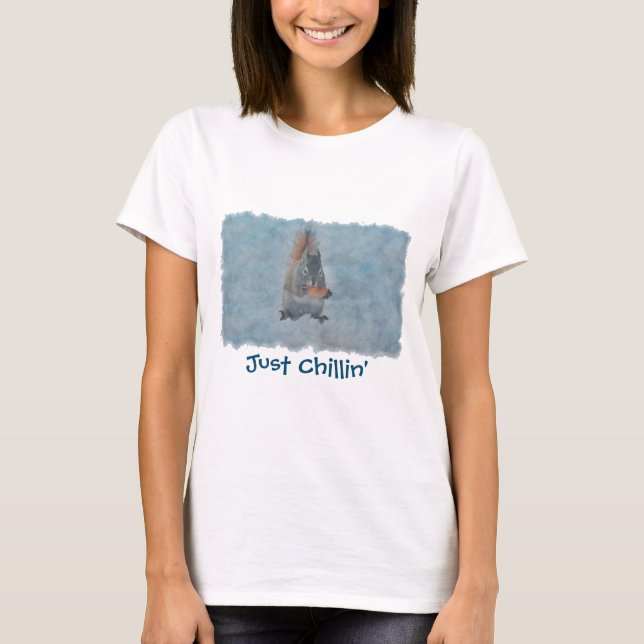 Cute Winter Squirrel Just Chillin med en jordnöt T-shirt (Framsida)