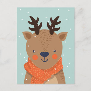 Cute Winter-vykort för Hjort Vykort