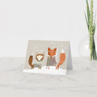 Cute Winter Wonderland Fox Holiday Greeting Card Tack Kort