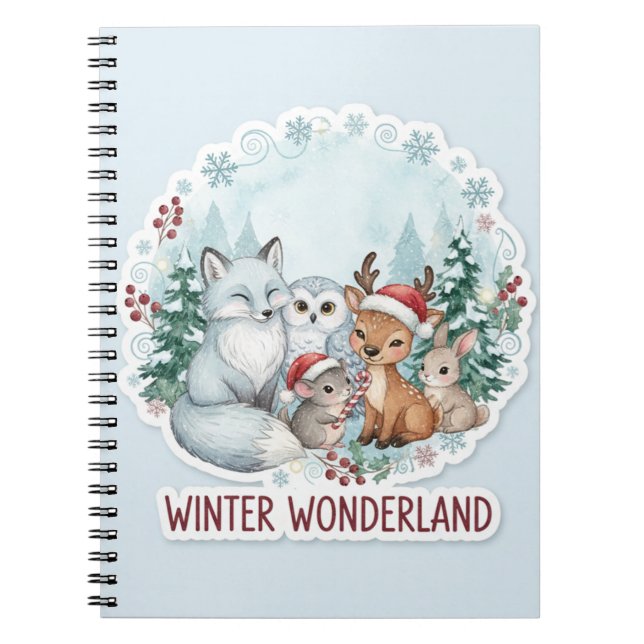 Cute Winter Woodland Animals Journal Anteckningsbok (Framsidan)