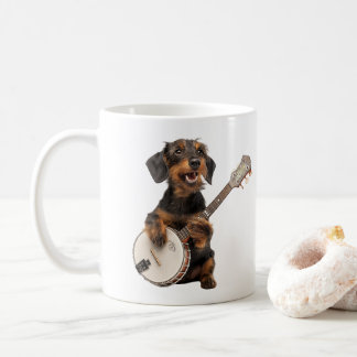Cute Wire-Halls Dachshund Plays Banjo Kaffemugg