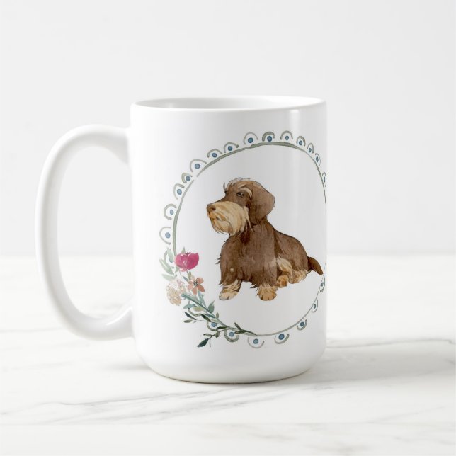 Cute Wirehair Dachshund ceramic mugg (Vänster)