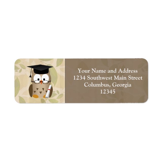 Cute Wise Uggla Student Returadress Etikett (Framsidan)