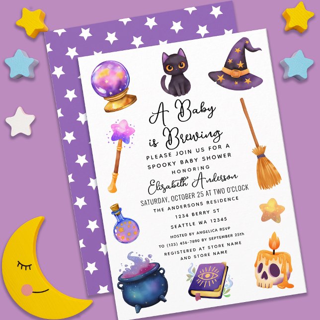 Cute Witch Baby bringar Halloween Baby Shower Inbjudningar (Skapare uppladdad)
