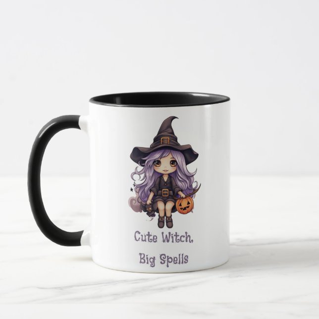 Cute Witch Big Spådomars Halloween Mugg (Vänster)