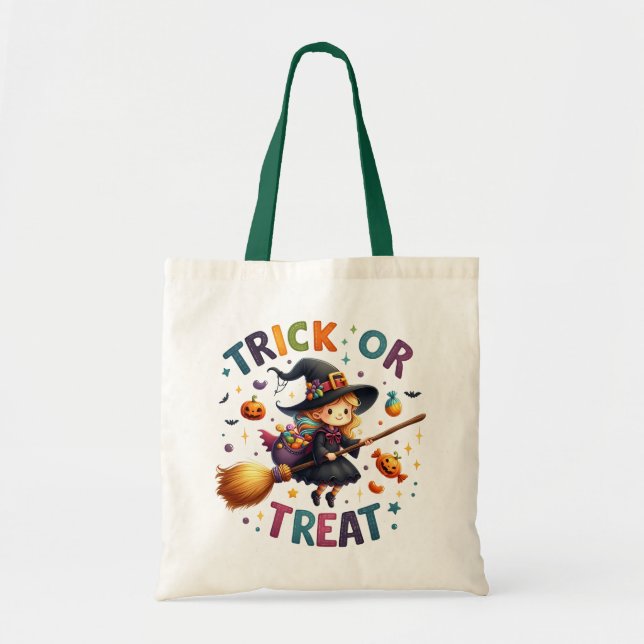 Cute Witch Bus eller godis Bag Tygkasse (Framsidan)