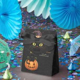 Cute Witch Cat and Pumpkin Birthday Presentaskar