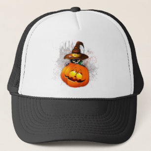 Cute Witch Cat and Pumpkin Halloween Friends Keps