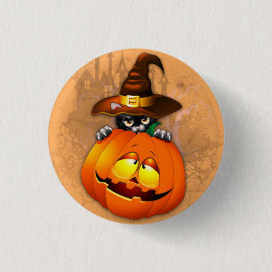 Cute Witch Cat and Pumpkin Halloween Friends Knapp